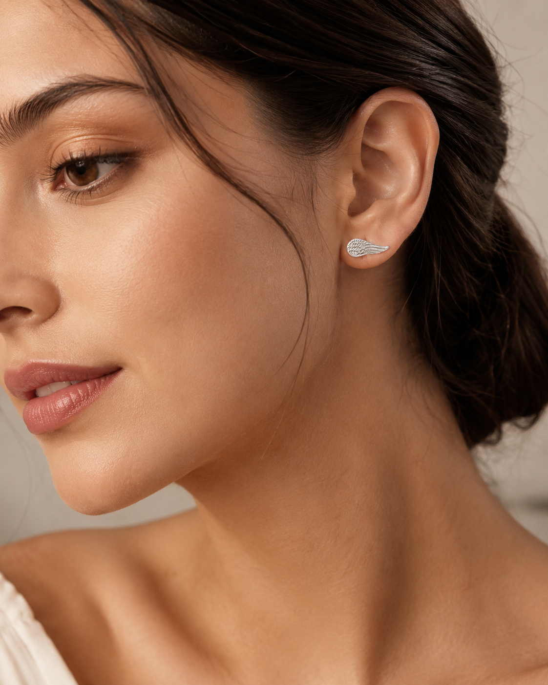 angel wing stud earrings