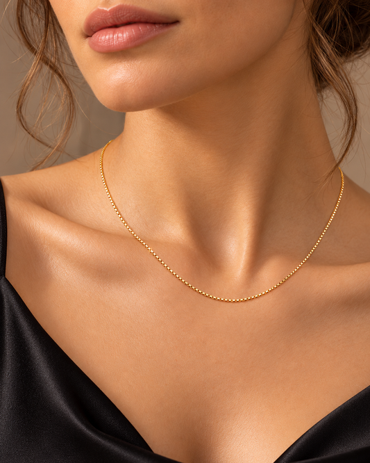 18k Gold Filled Venetian Box Chain Necklace – Elegant Minimalist Gold Chain (17.7" / 45cm)