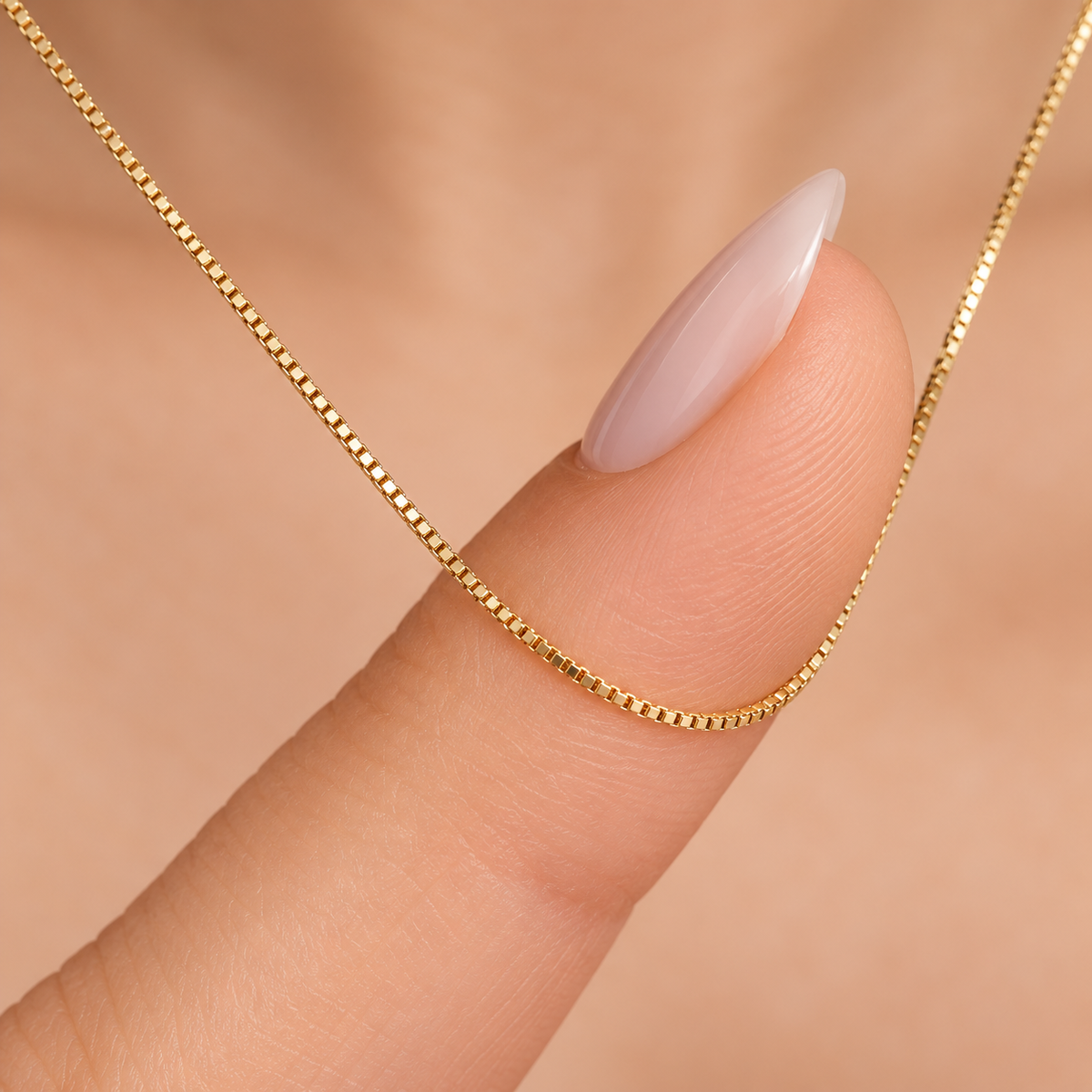 18k Gold Filled Venetian Box Chain Necklace – Elegant Minimalist Gold Chain (17.7" / 45cm)