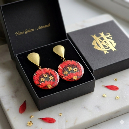 Handmade Flower Earrings in Resin and Gold Plated – Nature and Elegance