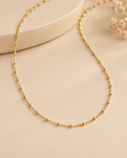 Beaded Satellite Chain Choker · 18k Gold Filled 16" Necklace